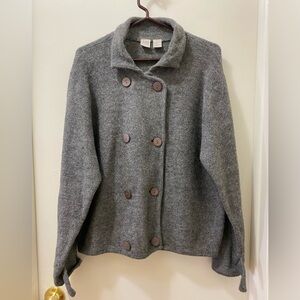 LAUREN ALLEN Gray Double-Breasted Wool Coat SIZE L